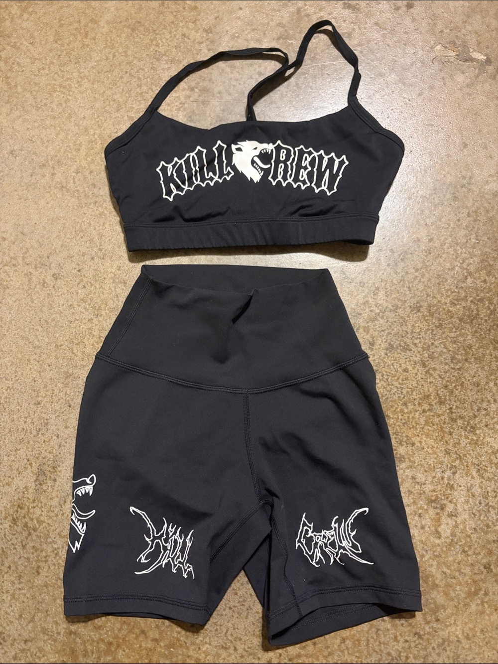 Kill Crew Black Girls' High-Waist Bike Shorts Set with White Logo